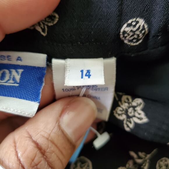 Pendleton Vintage Black Classic Floral Print Sheer Loose Fit Pants Size 14 - Picture 10 of 11